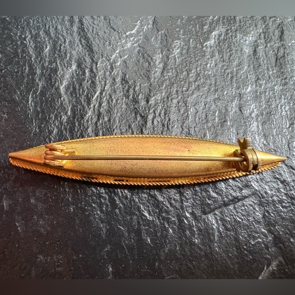 Brooch Vintage Italian Elegant Detailed Micro Mosaic Textured Gold Multicolored - Picture 4 of 7